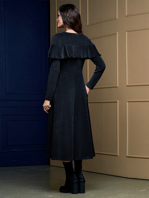 Lega Cotton Midi Dress Arielle Black Velour