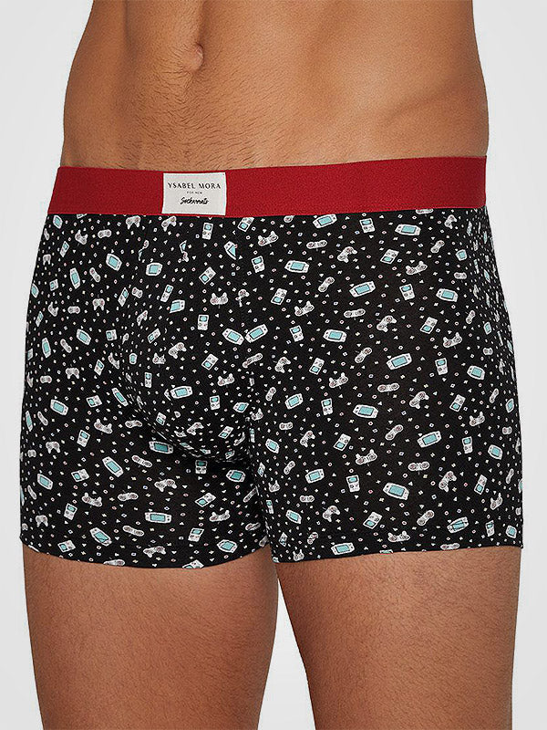 Ysabel Mora 2-Pack Men's Cotton Boxer Briefs Gaming Black - Multicolor
