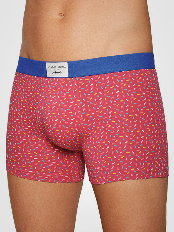 Ysabel Mora 2-Pack Men's Cotton Boxer Briefs Donuts Blue - Red - Multicolor