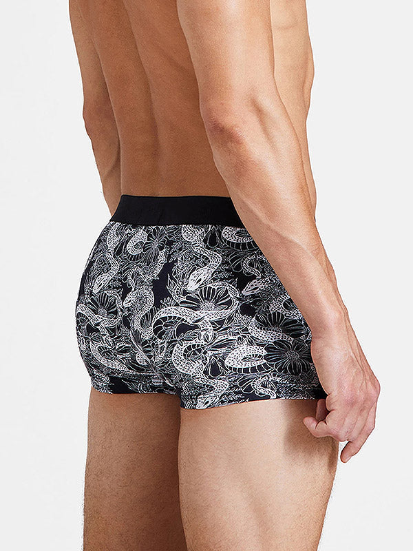 Aubade боксеры из хлопка и модала "Luke Black - White Flower Print"