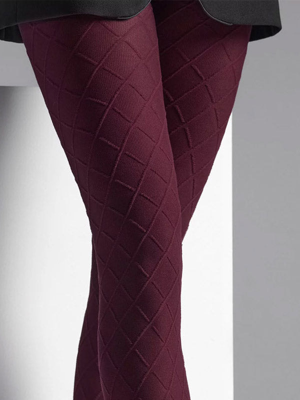 Veneziana 3D Patterned Tights Pola 60 Den Bordeaux