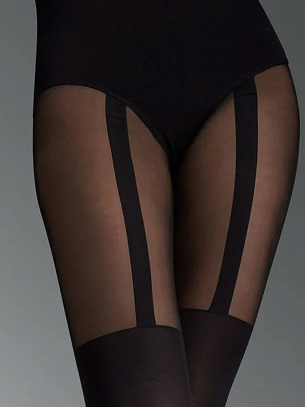 Marilyn Mock Stockings Tights Zazu Line 60 Den Black