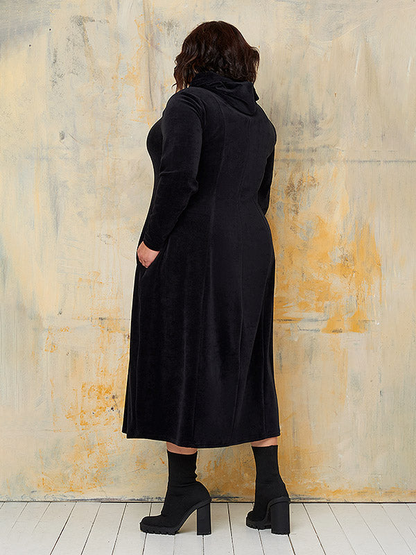 Lega хлопковое платье миди с капюшоном "Cameron Black Velour"