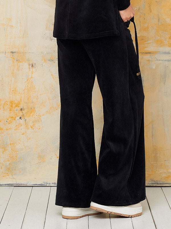Lega широкие хлопковые брюки "Lynette Black Velour"