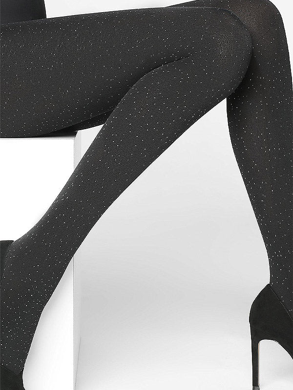 Marilyn 3D Microfiber Tights Shine E57 100 Den Black - Silver Lurex
