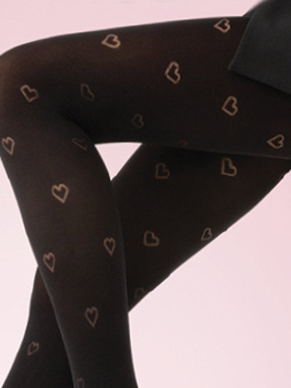 Gatta Matt Finish Patterned Tights Lovely 01 50 Den Black
