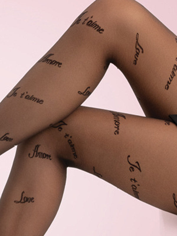 Gatta Matt Finish Patterned Tights Lovely 04 20 Den Black