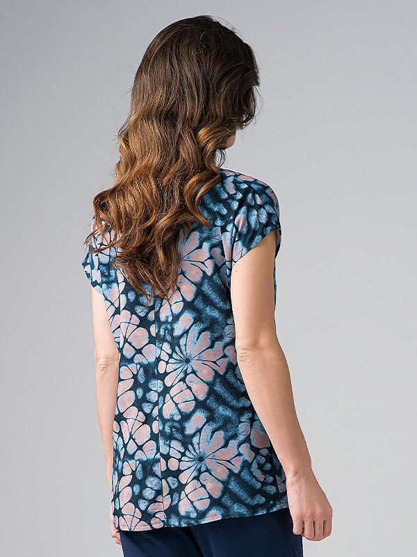 Lega Viscose Blouse Belinda Turquoise Floral Print