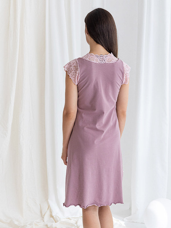 Lega хлопковая ночная сорочка с кружевом "Dunja Dusty Pink"
