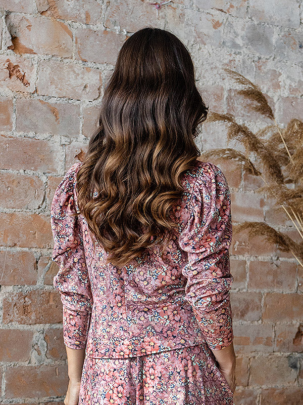 Lega Gorgeous Velour Blouse Zeina Rose Flower Print Velour