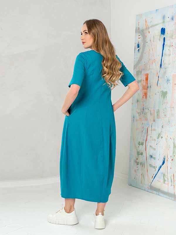Lega платье-миди из эластичного льна "Fatima Turquoise"