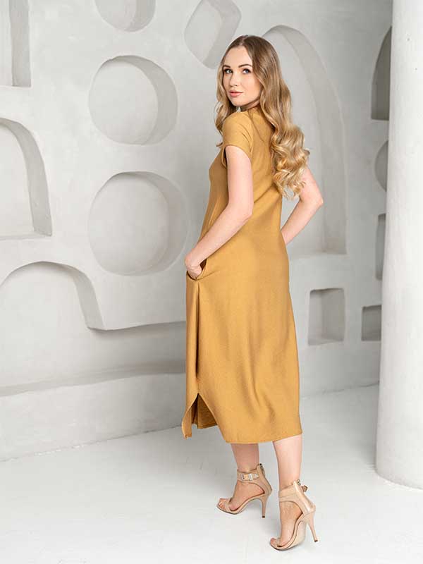 Lega Viscose Midi Dress Taylor Honey