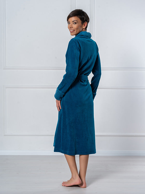 Belmanetti длинный хлопковый халат "Nicky Turquoise Velour"