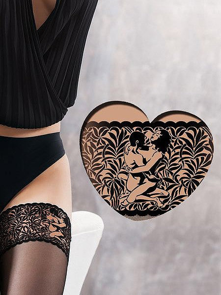 Gatta чулки на резинке "Kamasutra Lotus 20 Den Black"