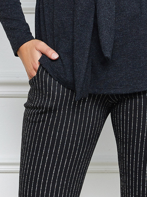 Lega kelnės "Contessa Black - White Stripes"