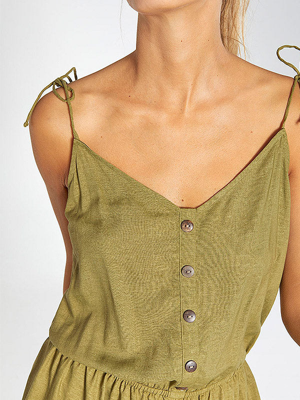 Ysabel Mora Viscose Playsuit Tanice Olive