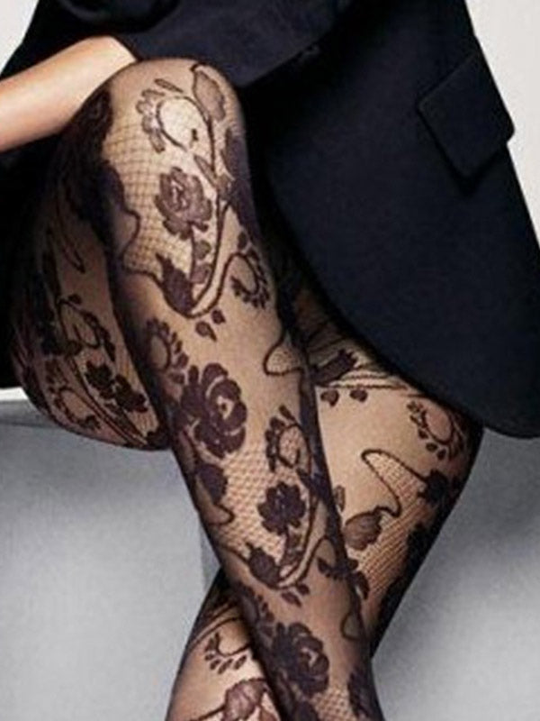 Veneziana Patterned Tights Fiori 20 Den Black
