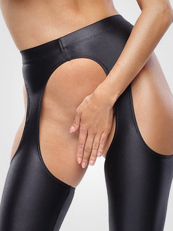 MissO Opaque Suspender Stockings Glossy Black
