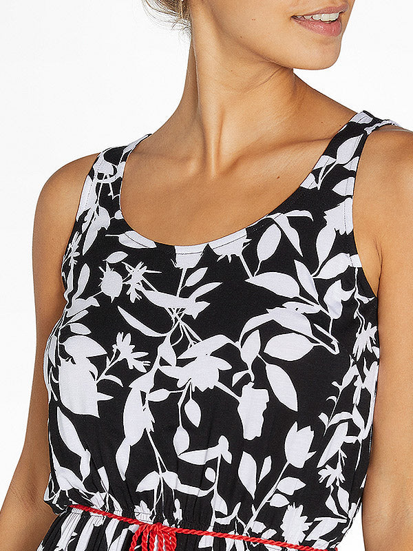 Ysabel Mora trumpa vasarinė viskozinė suknelė "Naraya Black - White Floral Print"