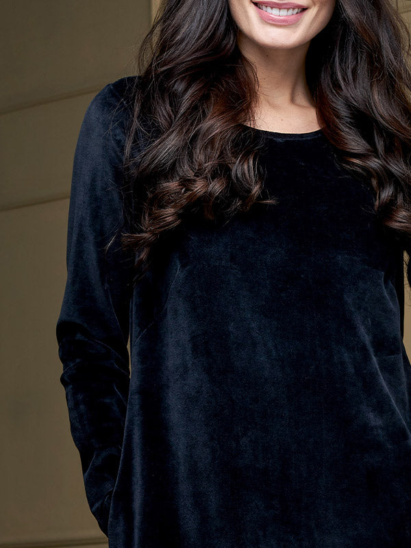 Lega Cotton Flared Dress Nomeda Black Velour