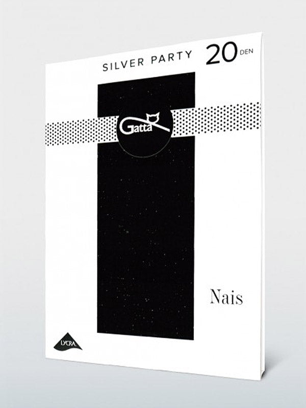 Gatta Shiny Tights Nais 20 Den Black - Silver Lurex