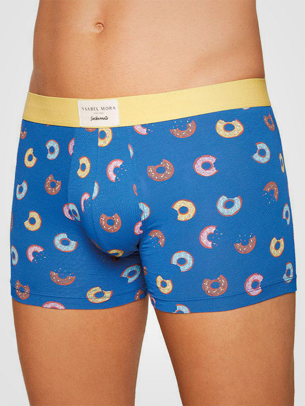 Ysabel Mora 2-Pack Men's Cotton Boxer Briefs Donuts Blue - Red - Multicolor