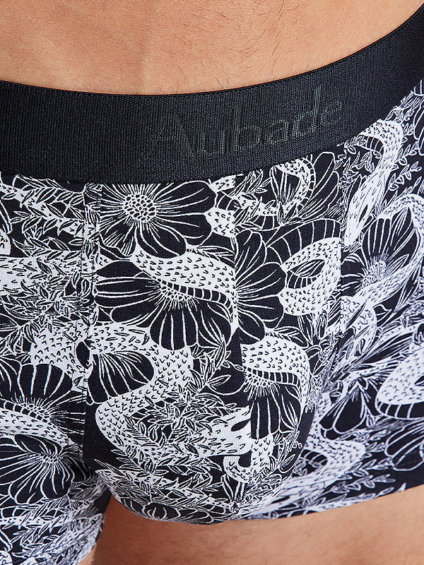 Aubade боксеры из хлопка и модала "Luke Black - White Flower Print"