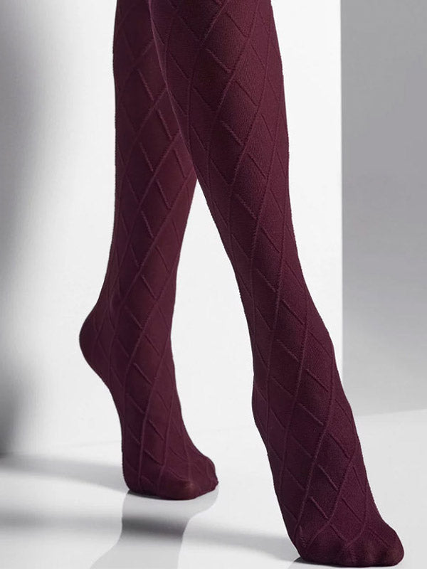 Veneziana 3D Patterned Tights Pola 60 Den Bordeaux