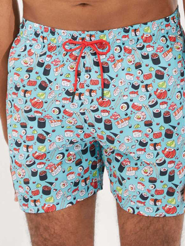 Ysabel Mora men's swim shorts Sushi Light Blue - Multicolor