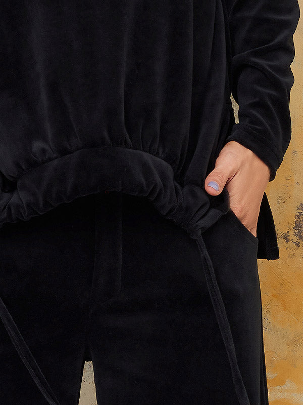 Lega широкие хлопковые брюки "Lynette Black Velour"