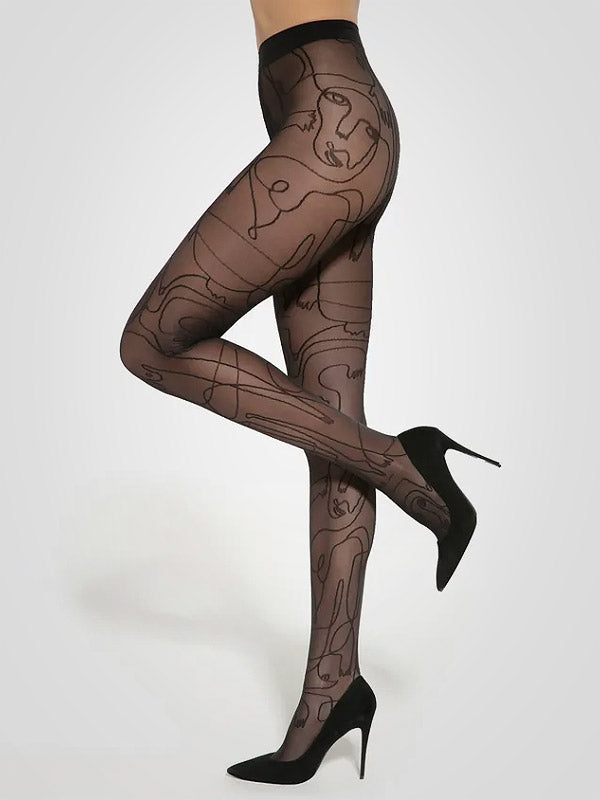 Gatta Patterned Tights Modern 03 40 Den Black