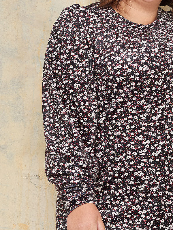 Lega велюровое платье прямого кроя "Neda Black - Beige - Red Flower Print Velour"