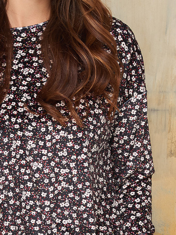 Lega великолепная велюровая блузка "Tessa Black - Beige - Red Flower Print Velour"