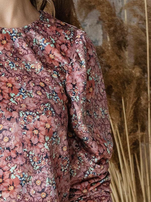 Lega Gorgeous Velour Blouse Zeina Rose Flower Print Velour
