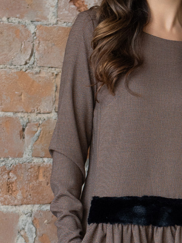 Lega Dress With Faux Fur Jamila Brown - Black