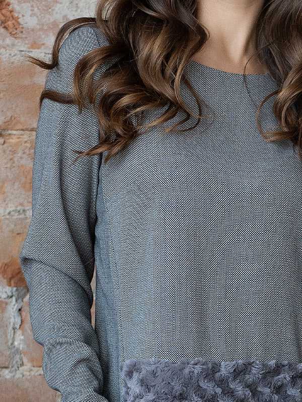 Lega Dress With Faux Fur Jamila Grey