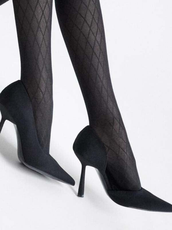 Marilyn Patterned Tights with Silicone Waistband Dream Line Grace B02 60 Den Black