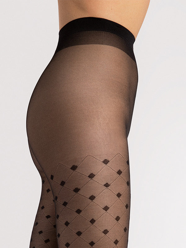 Fiore Patterned Tights Hailey 15 Den Black