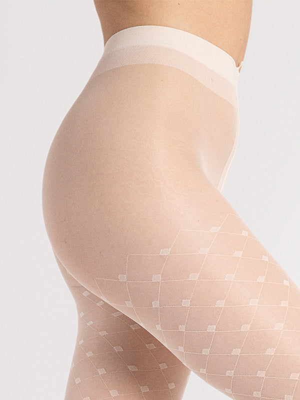 Fiore Patterned Tights Hailey 15 Den Ecru