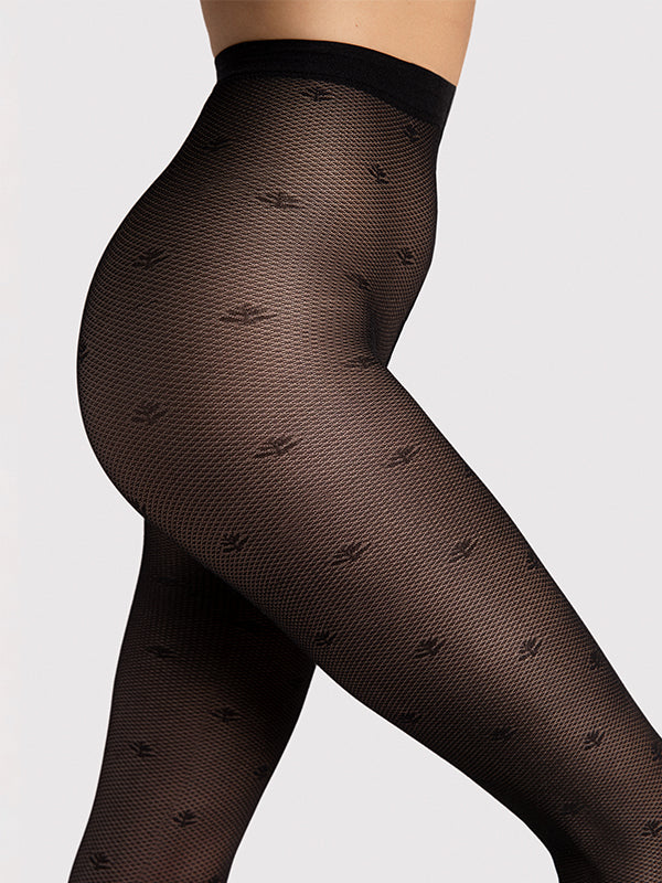 Fiore Patterned Tights Lea 30 Den Black