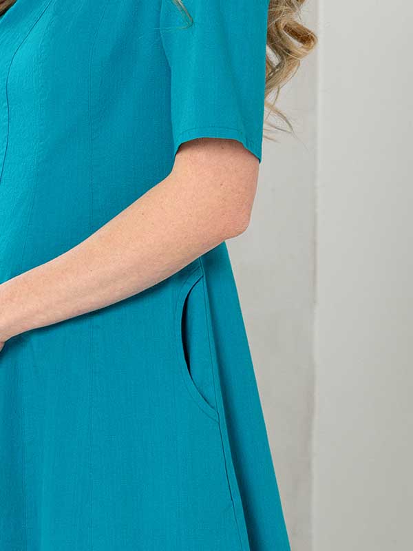 Lega платье-миди из эластичного льна "Fatima Turquoise"