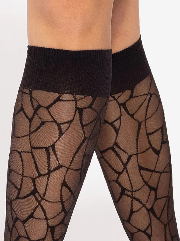 Gatta Patterned Knee-High Socks Trendy 09 20 Den Black