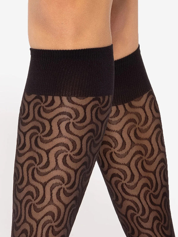 Gatta Patterned Knee-High Socks Trendy 10 20 Den Black