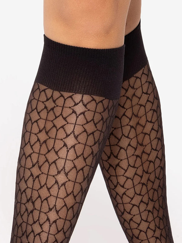 Gatta Patterned Knee-High Socks Trendy 12 20 Den Black