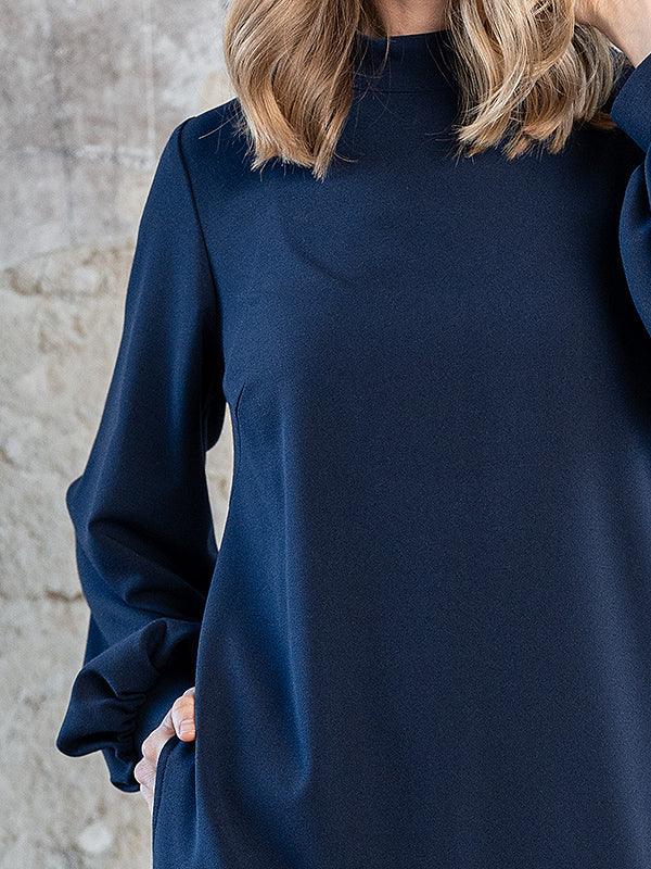 Lega Fancy Dress with Wide Sleeves Silvana Navy