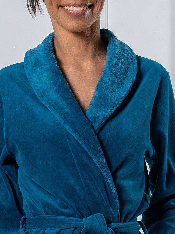 Belmanetti длинный хлопковый халат "Nicky Turquoise Velour"
