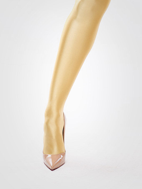 MissO глянцевые непрозрачные чулки с поддерживающим поясом "Glossy Gold"