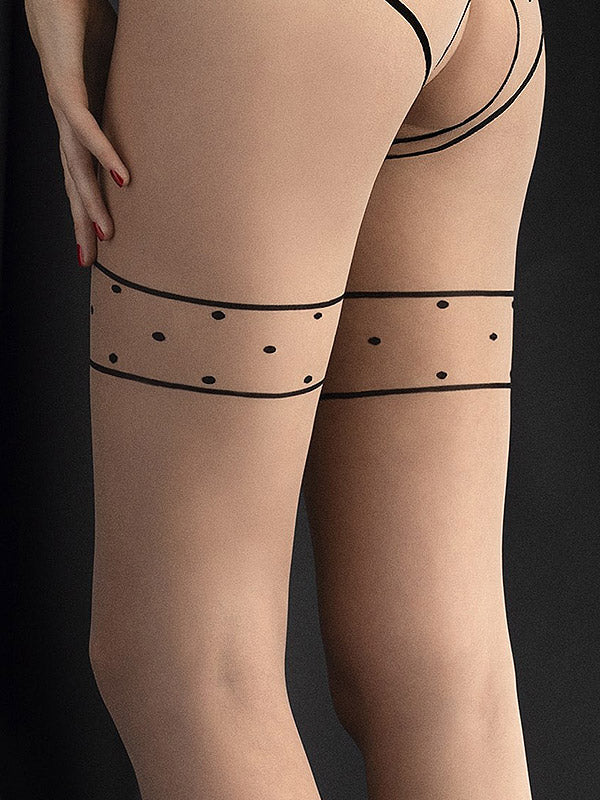 Fiore колготки с рисунком и открытой промежностью "Starlight 20 Den Nude - Black"