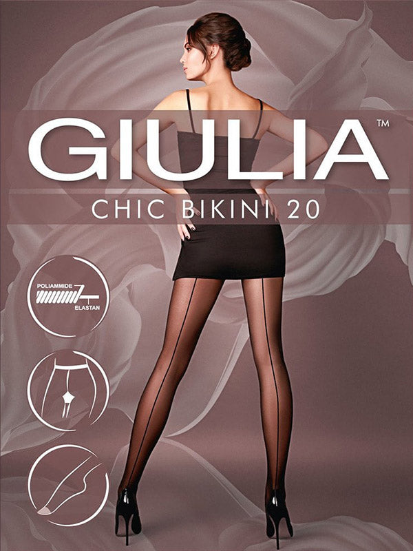 Giulia Back Seam Tights Chic 20 Den Nero