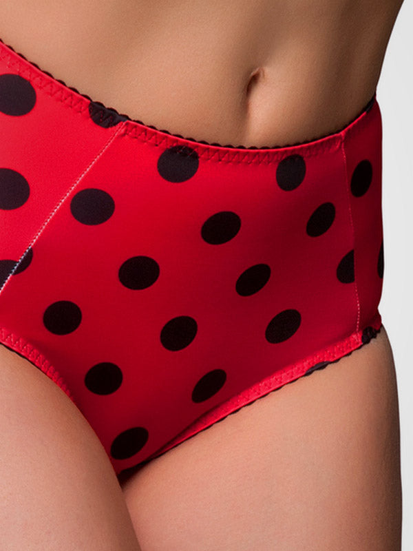Nylon Dreams High Waist Retro Panties Dotty Betty Red - Black Dots
